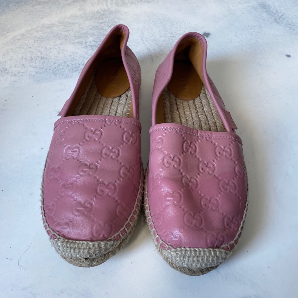 Gucci espadrilles pink leather - GG - Picture 4 of 8
